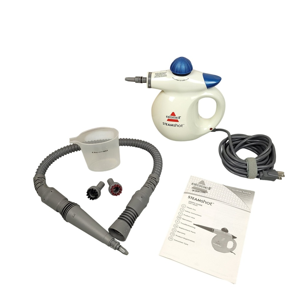 Bissell Steam Shot Handheld Steam Cleaner 39N77 White Blue Tested EUC